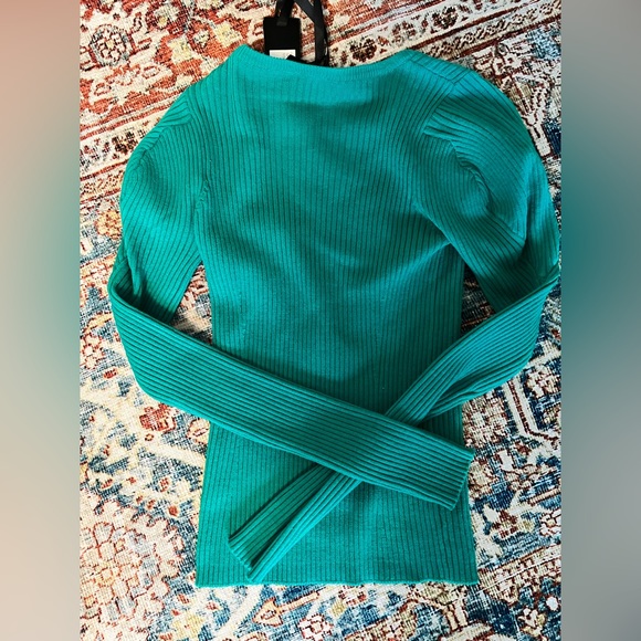 NWT Pinko Emerald Green Puff Sleeve Knit Pullover Sweater Size XS - Picture 3 of 5